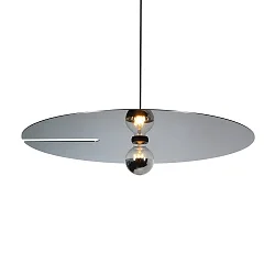 Pendant luminaire MIRRO 3.0, length 600cm / mirror Ø 75cm, E27 (excl.), black chrome