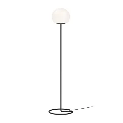 Stehleuchte DRO FLOOR 3.0, 165cm, E27, A60 max. 12W, Aluminium schwarz / Stahl / Opalglas weiß, mit Fußdimmer