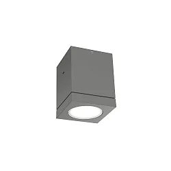 Outdoor LED Deckenleuchte TUBE CARRÉ 1.0, eckig, IP65, 9.6W 3000K 720lm 32°, CRi >90, dimmbar, starr, grau