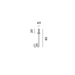 Optionaler Haken für Multi-Baldachin, für 5mm Dübel, Ø 0.3cm / H 8.3cm, Edelstahl, schwarz