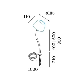 Sockel 400 für LED Standleuchte SWAM FLOOR, geschwungen, 40cm, mit Erdspieß
