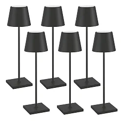 LED Akku-Tischleuchte POLDINA PRO, 6er Set, 38cm, 2,2W, 2200/2700/3000K, 234/251/256lm, IP65, mit Touch-Dimmer