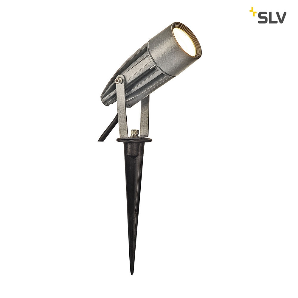 SLV LED Spießleuchte SYNA LED Außenleuchte, 8,6W, 50°, 3000K, IP55, silber