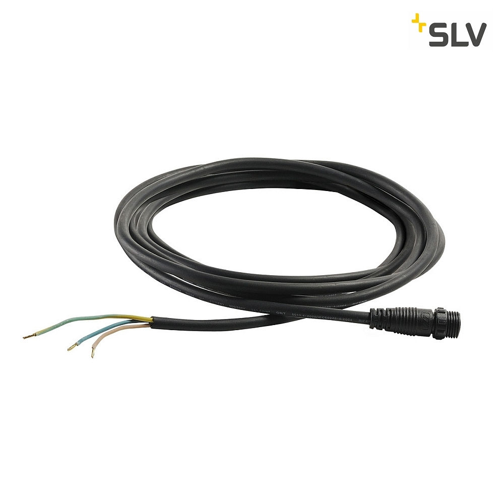 SLV Zubehör für LED Außenleuchte GALEN LED - Anschlussleitung, IP55, 5 Meter, schwarz