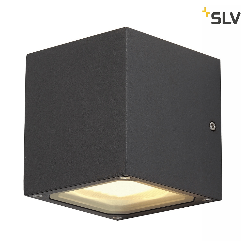 SLV Outdoor Wandleuchte SITRA CUBE, UP/DOWN, IP44, 2x GX53 TCR-TSE max. 9W, Anthrazit