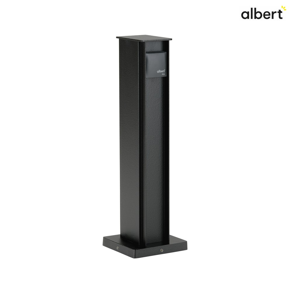 Albert Outdoor Steckdosensäule, IP44, Höhe 50cm, Alu-Guss, inkl. 250cm Steckerkabel, schwarz, 2-fach