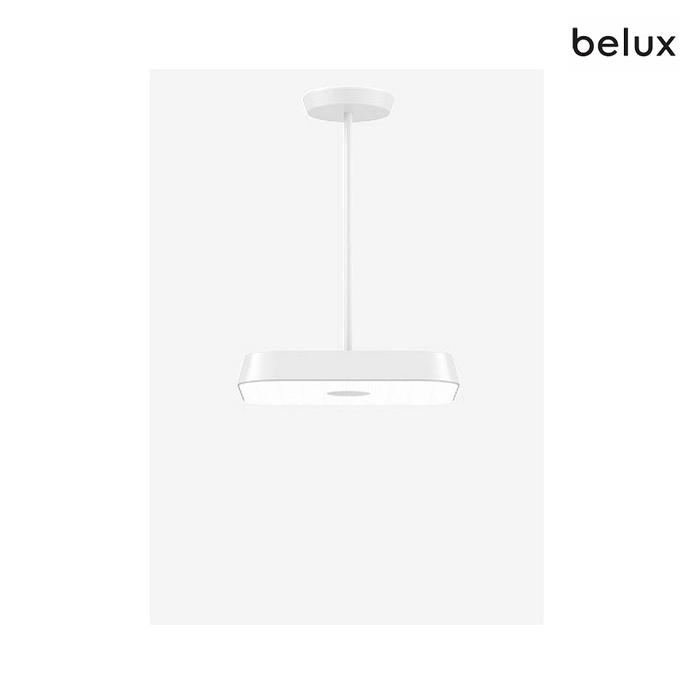 Belux LED Pendelleuchte KOI-Q, UGR <13, Abhängung 200cm, DALI dimmbar, 3000K, Weiß