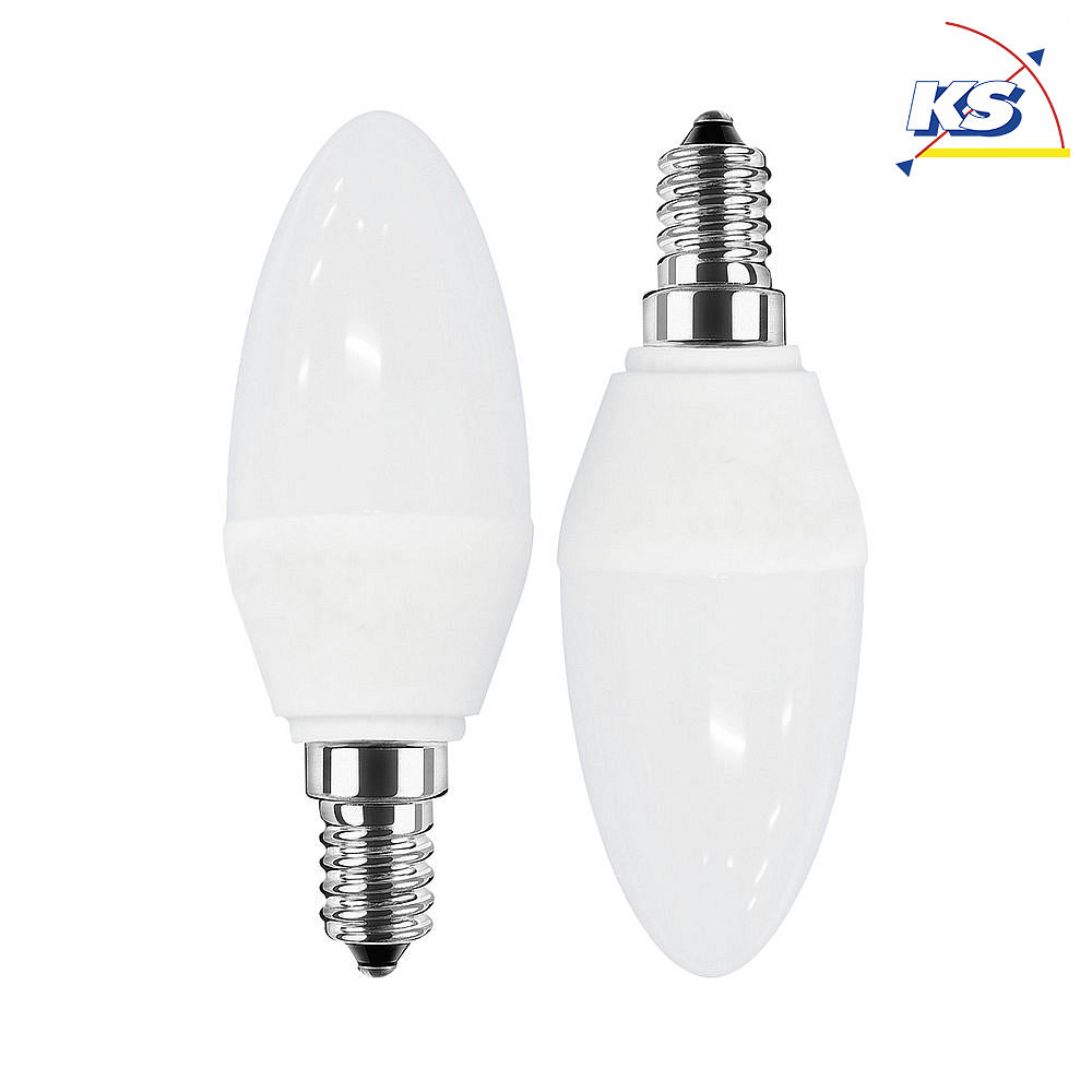 HWH Blulaxa LED Lampe SMD Essential Kerzenform, 3W, 230°, E14, warmweiß, Doppelpack