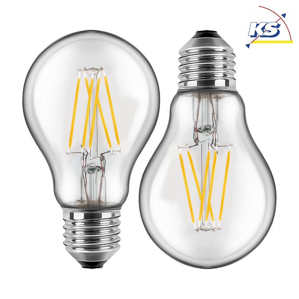 HWH Blulaxa LED Filament Lampe Birnenform 7 Watt, 810lm, 2700K, WW Glas (klar), DOPPELPACK
