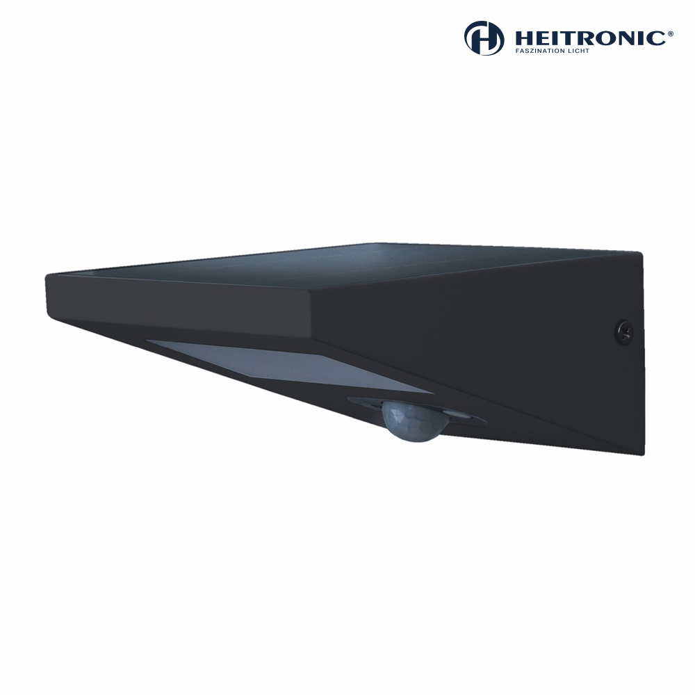 HEITRONIC LED Solar-Wandleuchte FIONA mit PIR-Sensor, IP54, 2.5W 3000K 170lm, anthrazit / matt