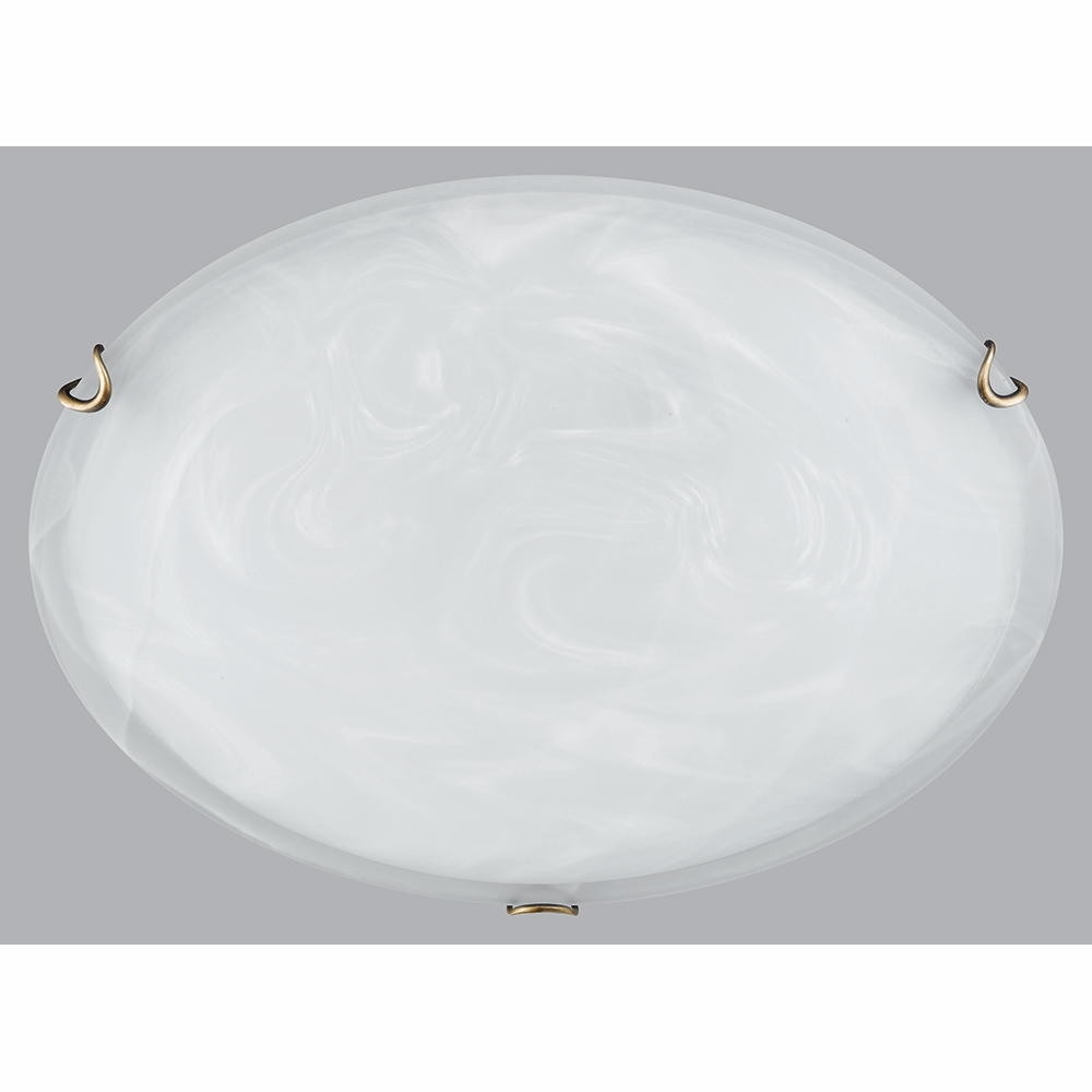 LED Deckenleuchte Rund – Alabaster Glas Mit Altmessing – Dimmbar, 30 Cm Ø