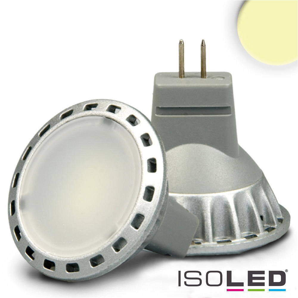ISOLED LED Stiftsockel-Reflektorlampe MR11 diffus, 12V AC/DC, G4, 2W  3000K 120lm 120°, nicht dimmbar, matt