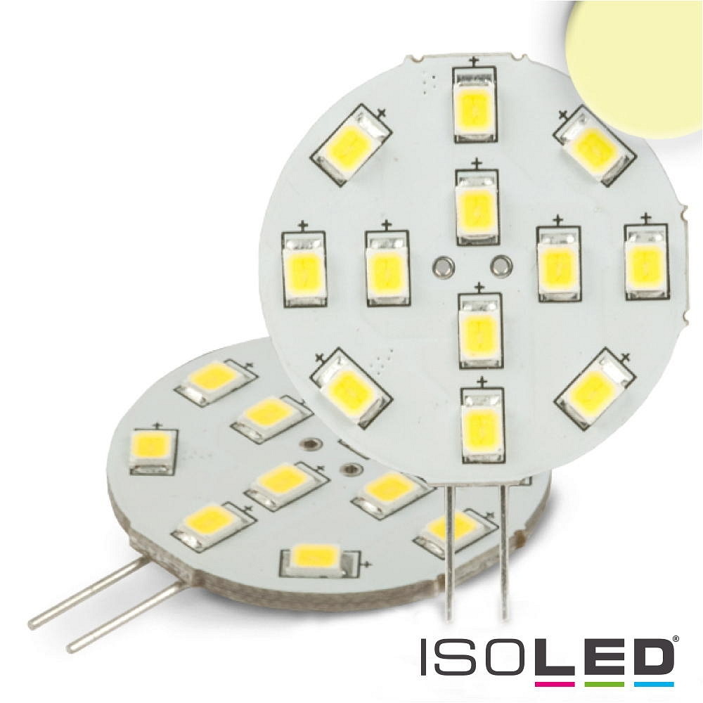 ISOLED LED Stiftsockell-Platine 12SMD, Pin seitlich, 12V AC/DC, G4, 2W 3000K 220lm 120°, nicht dimmbar