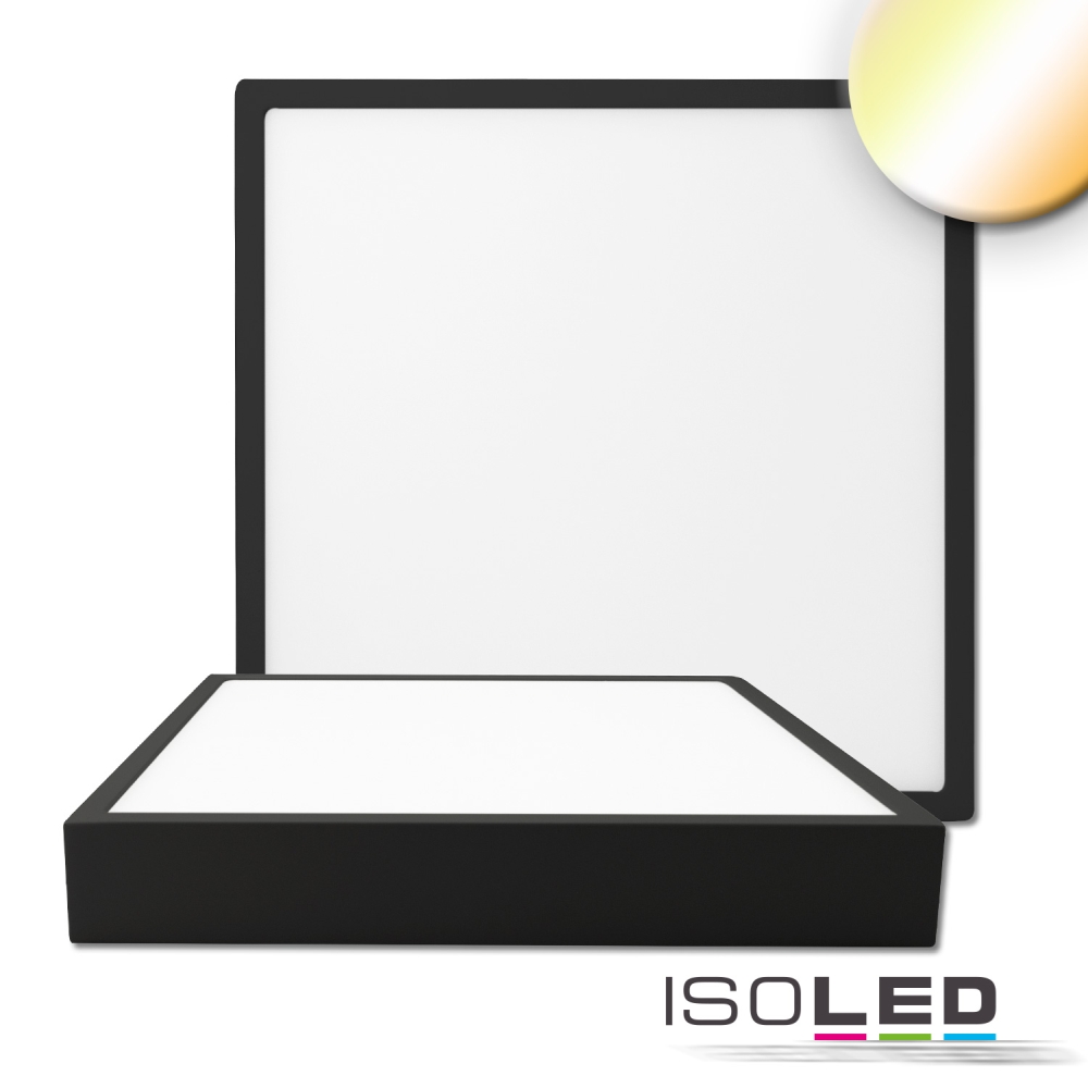 ISOLED LED Deckenleuchte PRO, eckig, 30 x30 cm, 30W ColorSwitch 2700|3000K|4000K, dimmbar, schwarz