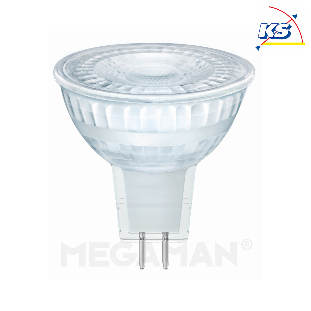 Megaman LED MR16 Glas-Reflektorlampe, 12V AC, GU5.3, 3.7W 2800K 270lm 36°