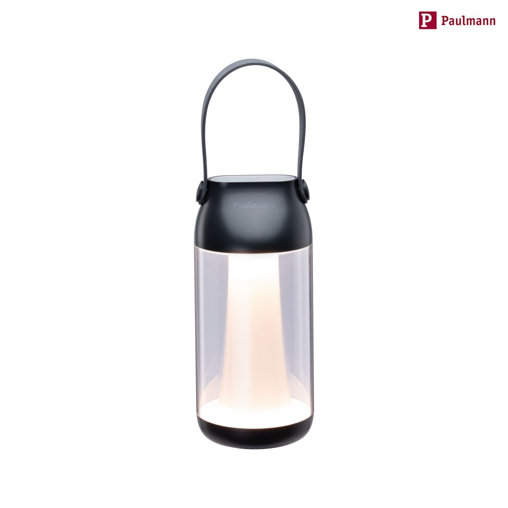 Paulmann battery table lamp CAPULINO LED dimmable, with accumulator IP44, anthracite, transparent dimmable