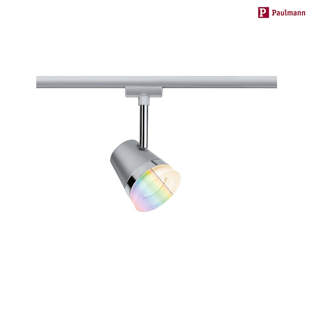 Paulmann 1-Phasen LED Schienenspot URAIL ZIGBEE CONE RGBW, inkl. GU10-Leuchtmittel 5.5W RGBW 350lm 36°, Chrom matt