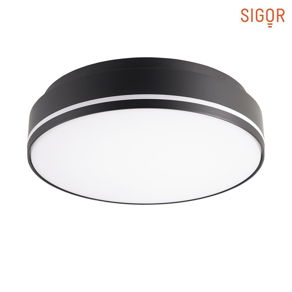 SIGOR LED Deckenleuchte SPLIT, 270mm, 18/24W, 3000/4000K, IP54, 110°, 1800/2400lm, schwarz