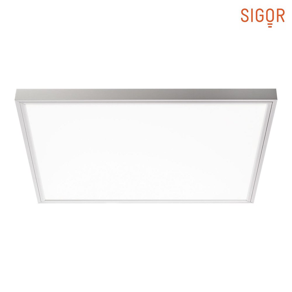 SIGOR LED Panel FLED für Industrie und Handwerk, 230V, 62 x 62 x 2.8cm, UGR<22, 40W 4000K 3200lm 120°, Weiß