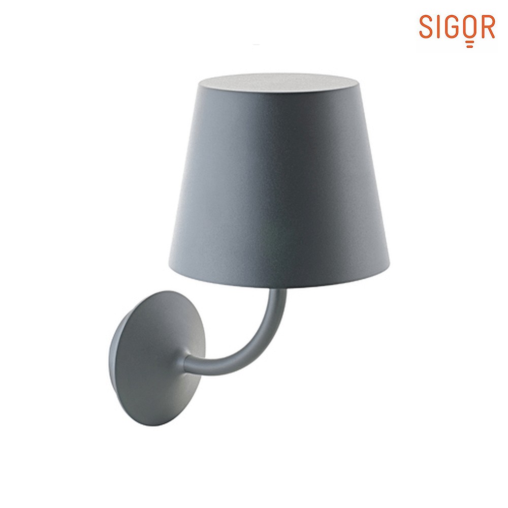 SIGOR LED Outdoor Wall luminaire NUPARA, 230V, IP65, Ø 16.5cm / H 28.2cm / D 22.2cm, 7W 2700K 540lm, die-cast aluminum, anthracite