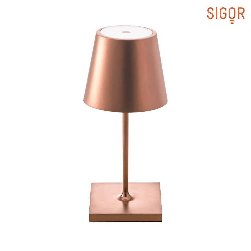 SIGOR LED Akku-Tischleuchte NUINDIE MINI, IP54, 2.2W 2700K / 2200K (Flex-Mood) 180lm, dimmbar, Bronze-eloxiert