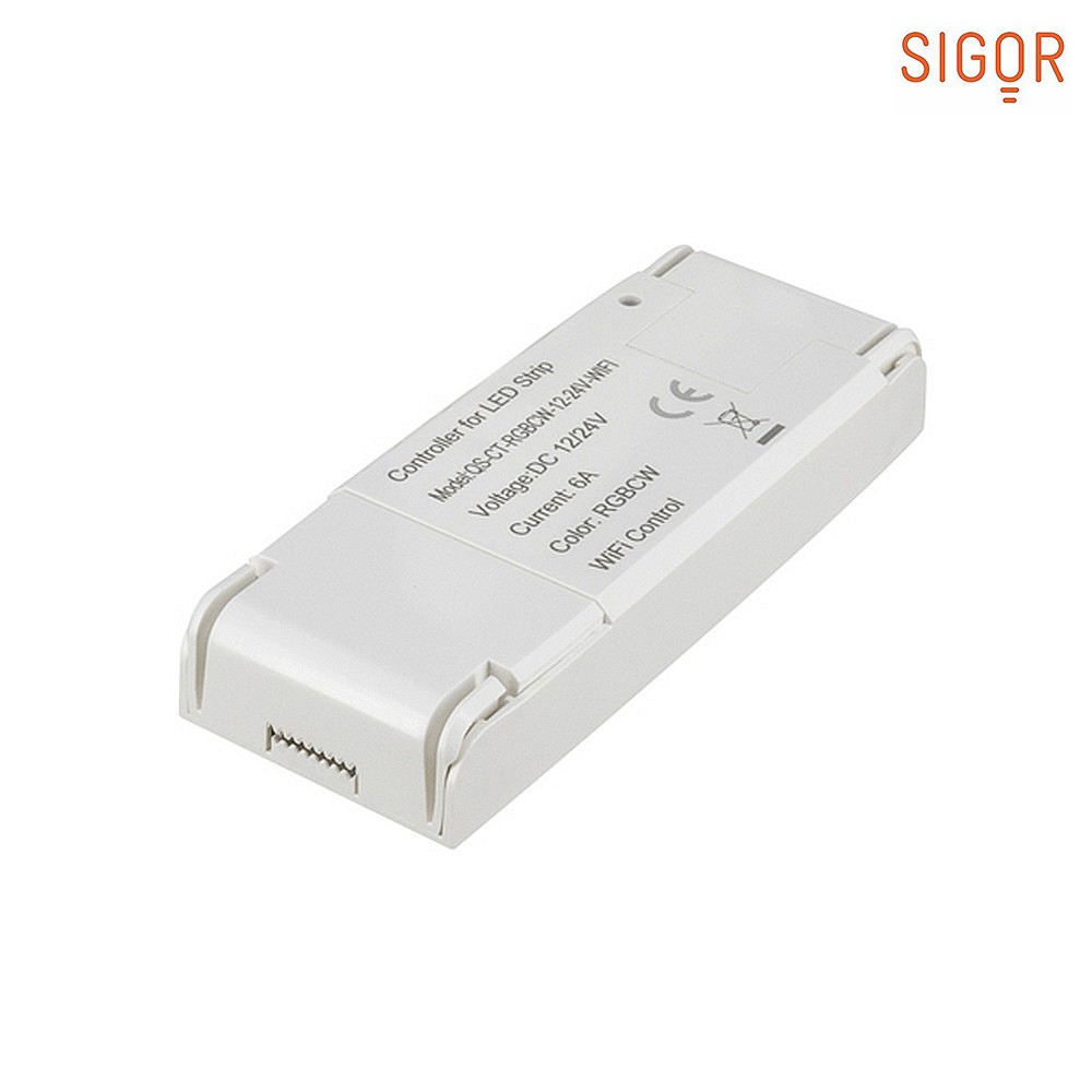 SIGOR shaire WIFI Controller for LED Strips, 12-24V DC, max. 8A (192W at 24V), dimmable, RGB + Tunable White