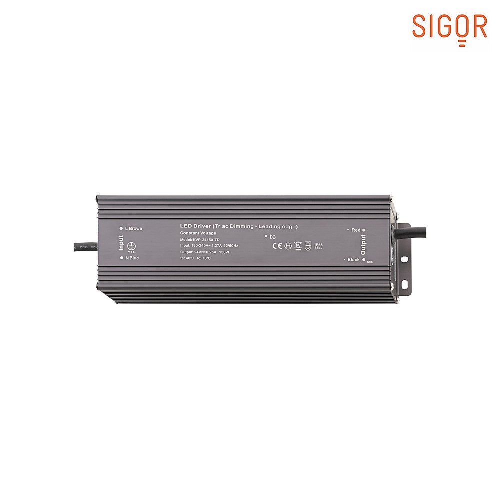 SIGOR LED Schaltnetzteil Outdoor, IP66, 180-240V AC, sek. 24V DC, primär dimmbar (Triac), 100W / 4.17A