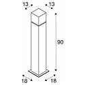 SLV Outdoor Stehleuchte SQUARE POLE 90, H�he 90cm, IP44, E27 max. 20W, Edelstahl 304