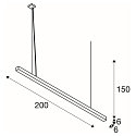Premium-LED Pendelleuchte Q-LINE PD, 200cm, f�r BAP, 85W, TRIAC dimmbar, Wei�, 3000K 4200lm