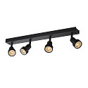 Wand- und Deckenleuchte PURI CW, Quad, 4x GU10 QPAR51, mit Dekoringen, Schwarz