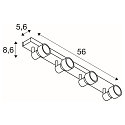 Wand- und Deckenleuchte PURI CW, Quad, 4x GU10 QPAR51, mit Dekoringen, Schwarz