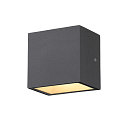 SLV LED Outdoor Wall luminaire SITRA CUBE WL, UP/DOWN, IP44 IK05, 10W 3000K, 2x 560lm 90�, anthracite