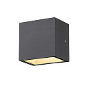 SLV LED Outdoor Wall luminaire SITRA CUBE WL, UP/DOWN, IP44 IK05, 10W 3000K, 2x 560lm 90�, anthracite