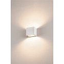 SLV LED Outdoor Wall luminaire SITRA CUBE WL, UP/DOWN, IP44 IK05, 10W 3000K 2x560lm 105�, white