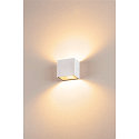 SLV LED Outdoor Wall luminaire SITRA CUBE WL, UP/DOWN, IP44 IK05, 10W 3000K 2x560lm 105�, white