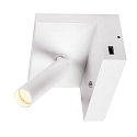 SLV Premium LED Wall luminaire KARPO BEDSIDE, 6.6W 3000K 390lm 36�, dimmable, with 2 USB ports, white