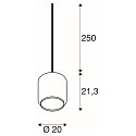 SLV Pendant luminaire PANTILO 20, E27, open cable end, chrome