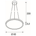 SLV LED Pendelleuchte PANEL 60 DALI LED, rund, 42W, 110�, 3000K, 3150lm, grau