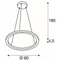 SLV LED Pendant luminaire ONE 60 PD PHASE UP/DOWN, CCT switch, 2700/3000K, 410/415lm, white