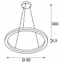 SLV LED Pendelleuchte ONE 80 PD DALI UP/DOWN, CCT switch, 3000/4000K, 615/635lm, wei�