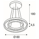 SLV LED Pendelleuchte ONE DOUBLE PHASE, Up/Down, � 60cm, 35W 2700/3000K (CCT) 1270lm 130�, CRi >90, schwarz