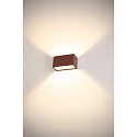 SLV LED Outdoor Wall luminaire SITRA M WL UP/DOWN, CCT switch 3000/4000K, rust coloured