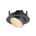 SLV LED Ceiling recessed luminaire NUMINOS� GIMBLE XS, 3000K, 55�, black/white
