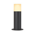 SLV Outdoor Stehleuchte GRAFIT, IP44, rund, E27, anthrazit / Diffusor in Rauchglas-Optik, satiniert, 30cm