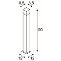 SLV Outdoor Stehleuchte GRAFIT, IP44, eckig, E27, anthrazit / Diffusor in Rauchglas-Optik, satiniert, 90cm