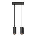 pendant luminaire ASTO TUBE 2 flames, rigid, long GU10 IP20, black dimmable