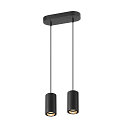 SLV pendant luminaire ASTO TUBE 2 flames, rigid, long GU10 IP20, black dimmable