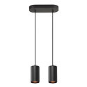 SLV pendant luminaire ASTO TUBE 2 flames, rigid, long GU10 IP20, black dimmable