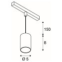 SLV LED Niedervolt-Schienen Pendelleuchte NUMINOS� XS, 48V, 8.7W 4000K 40�, DALI 2 dimmbar, matt wei� / innen gl�nzend chrom