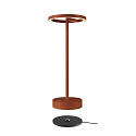 SLV LED Akku-Tischleuchte VINOLINA ONE, IP54, � 14cm Ringform, 2.5W 2700K 125lm, Touch-Dimmer + Ladestation, rost